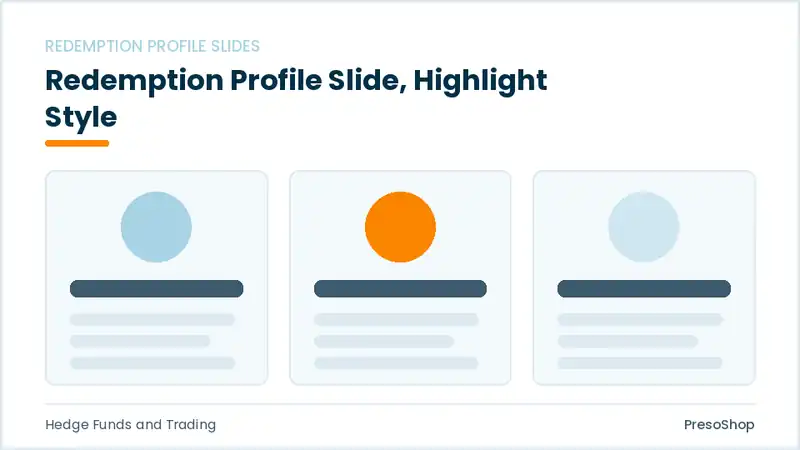 Editable PowerPoint redemption profile slide template with an accented takeaway, built from recolourable native shapes for hedge funds and trading decks