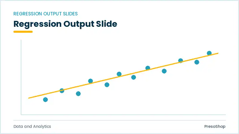 Editable PowerPoint regression output slide template, built from recolourable native shapes for data and analytics decks