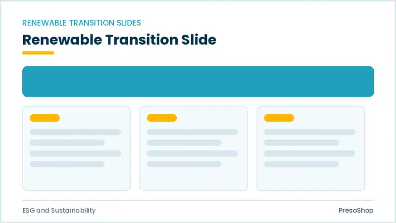 Editable PowerPoint renewable transition slide template, built from recolourable native shapes for esg and sustainability decks