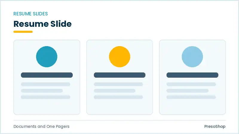 Editable PowerPoint resume slide template, built from recolourable native shapes for documents and one pagers decks