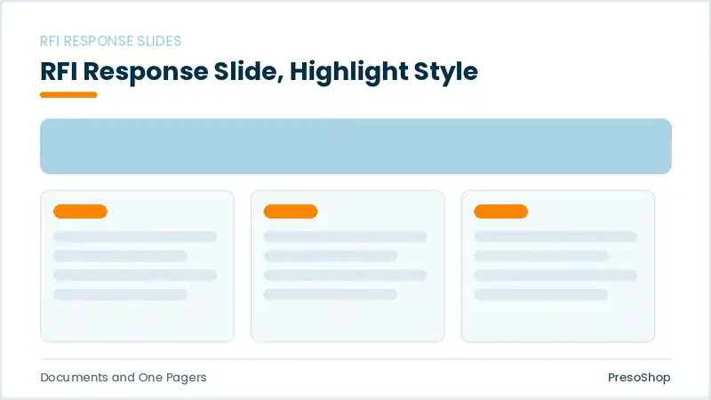 Editable PowerPoint rfi response slide template with an accented takeaway, built from recolourable native shapes for documents and one pagers decks