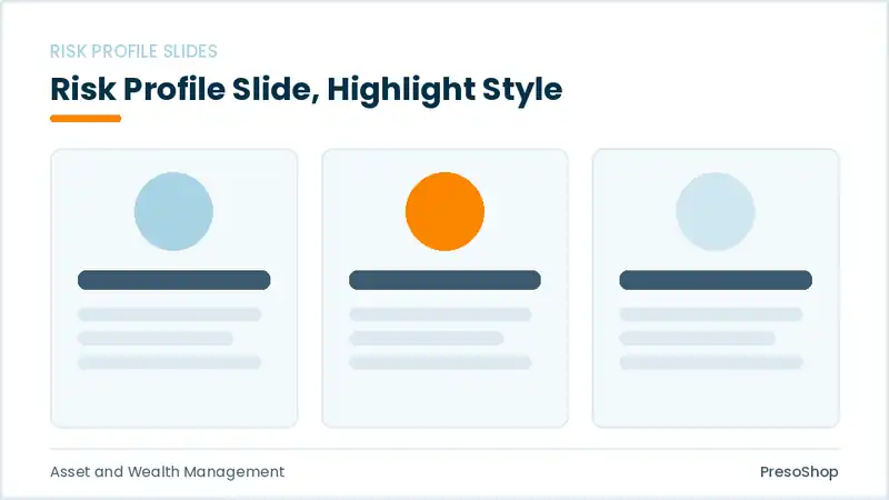 Editable PowerPoint risk profile slide template with an accented takeaway, built from recolourable native shapes for asset and wealth management decks
