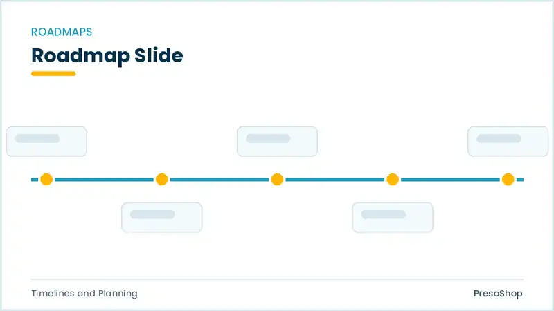Editable PowerPoint roadmap slide template, built from recolourable native shapes for timelines and planning decks
