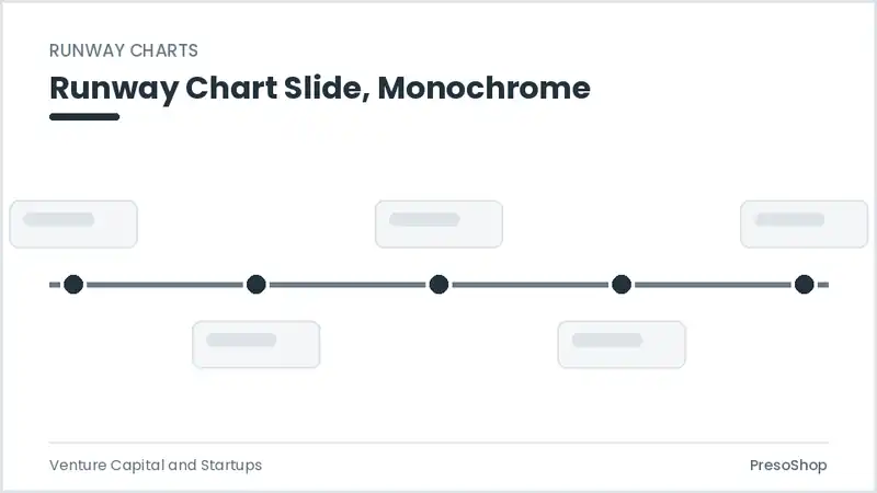 Editable PowerPoint runway chart slide template in a monochrome treatment, built from recolourable native shapes for venture capital and startups decks