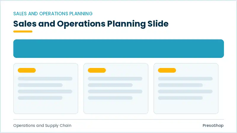 Editable PowerPoint sales and operations planning slide template, built from recolourable native shapes for operations and supply chain decks