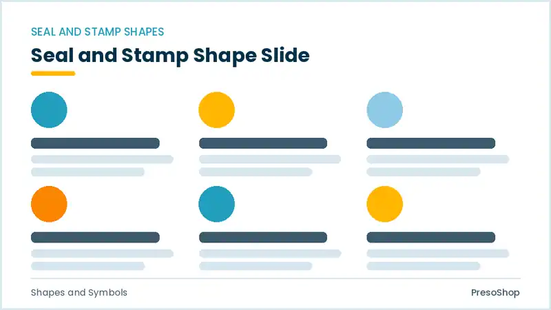 Editable PowerPoint seal and stamp shape slide template, built from recolourable native shapes for shapes and symbols decks