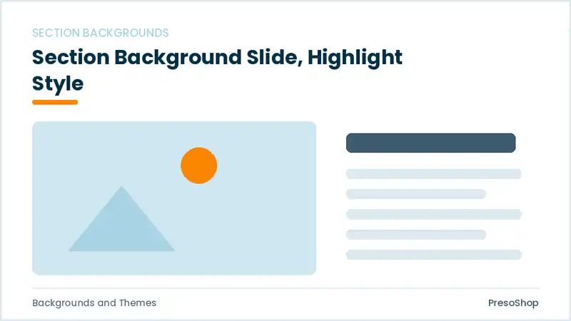 Editable PowerPoint section background slide template with an accented takeaway, built from recolourable native shapes for backgrounds and themes decks