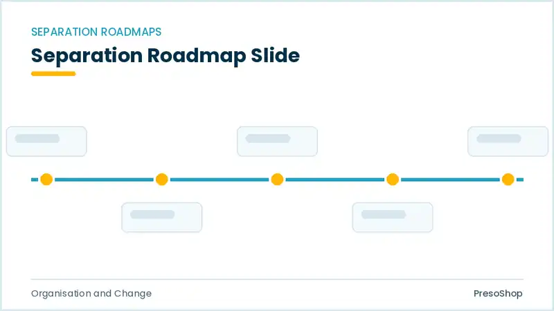 Editable PowerPoint separation roadmap slide template, built from recolourable native shapes for organisation and change decks