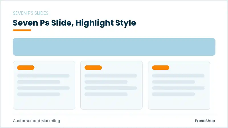 Editable PowerPoint seven ps slide template with an accented takeaway, built from recolourable native shapes for customer and marketing decks