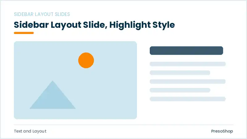 Editable PowerPoint sidebar layout slide template with an accented takeaway, built from recolourable native shapes for text and layout decks