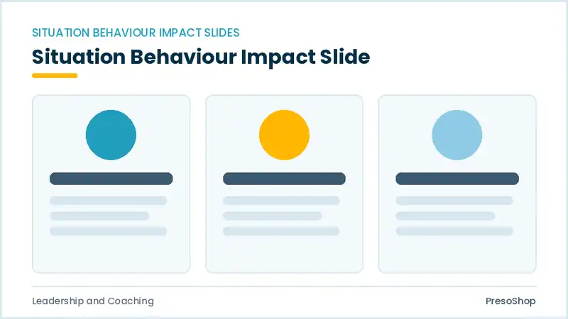 Editable PowerPoint situation behaviour impact slide template, built from recolourable native shapes for leadership and coaching decks