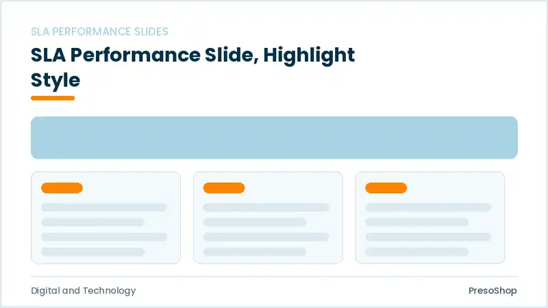 Editable PowerPoint sla performance slide template with an accented takeaway, built from recolourable native shapes for digital and technology decks