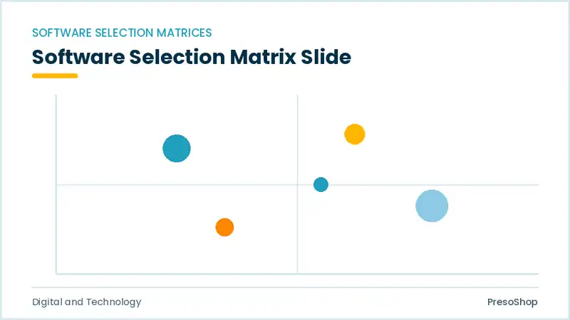Editable PowerPoint software selection matrix slide template, built from recolourable native shapes for digital and technology decks
