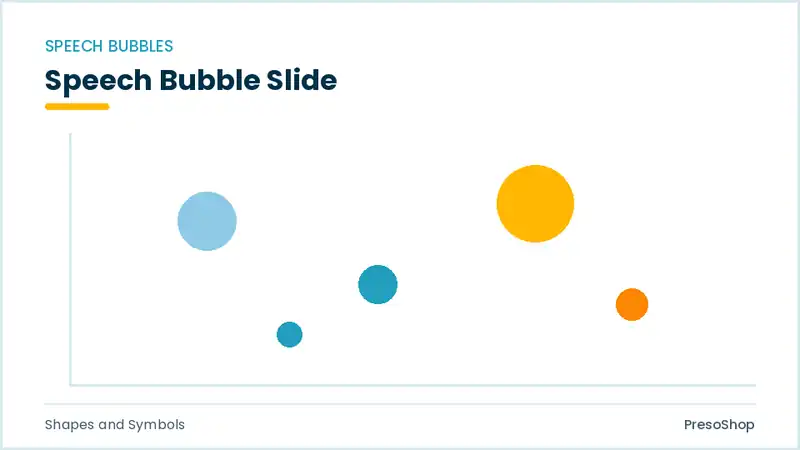 Editable PowerPoint speech bubble slide template, built from recolourable native shapes for shapes and symbols decks