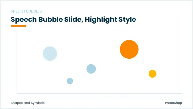 Editable PowerPoint speech bubble slide template with an accented takeaway, built from recolourable native shapes for shapes and symbols decks