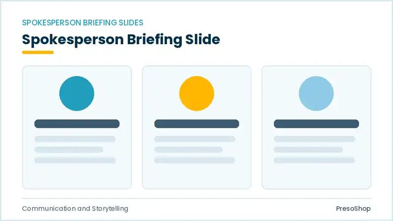 Editable PowerPoint spokesperson briefing slide template, built from recolourable native shapes for communication and storytelling decks