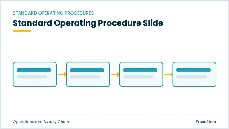 Editable PowerPoint standard operating procedure slide template, built from recolourable native shapes for operations and supply chain decks