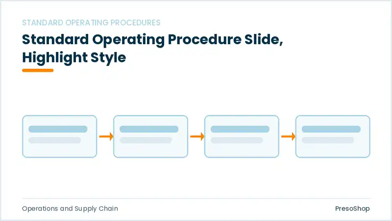 Editable PowerPoint standard operating procedure slide template with an accented takeaway, built from recolourable native shapes for operations and supply chain decks