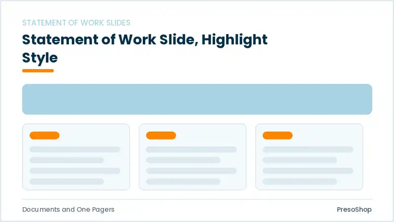 Editable PowerPoint statement of work slide template with an accented takeaway, built from recolourable native shapes for documents and one pagers decks
