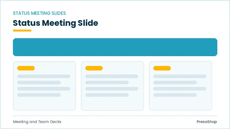 Editable PowerPoint status meeting slide template, built from recolourable native shapes for meeting and team decks decks