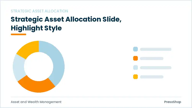 Editable PowerPoint strategic asset allocation slide template with an accented takeaway, built from recolourable native shapes for asset and wealth management decks