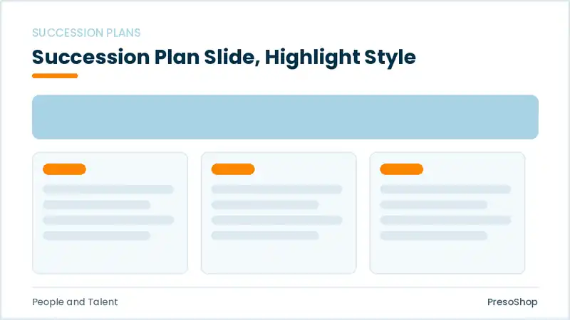 Editable PowerPoint succession plan slide template with an accented takeaway, built from recolourable native shapes for people and talent decks