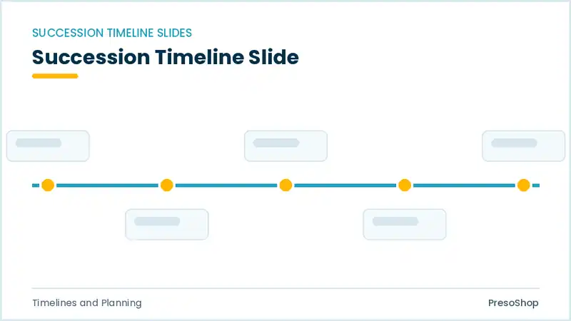 Editable PowerPoint succession timeline slide template, built from recolourable native shapes for timelines and planning decks