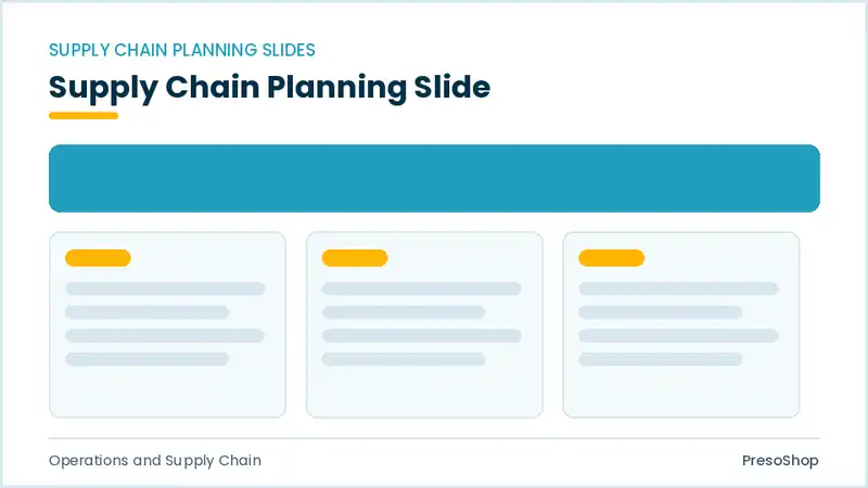 Editable PowerPoint supply chain planning slide template, built from recolourable native shapes for operations and supply chain decks