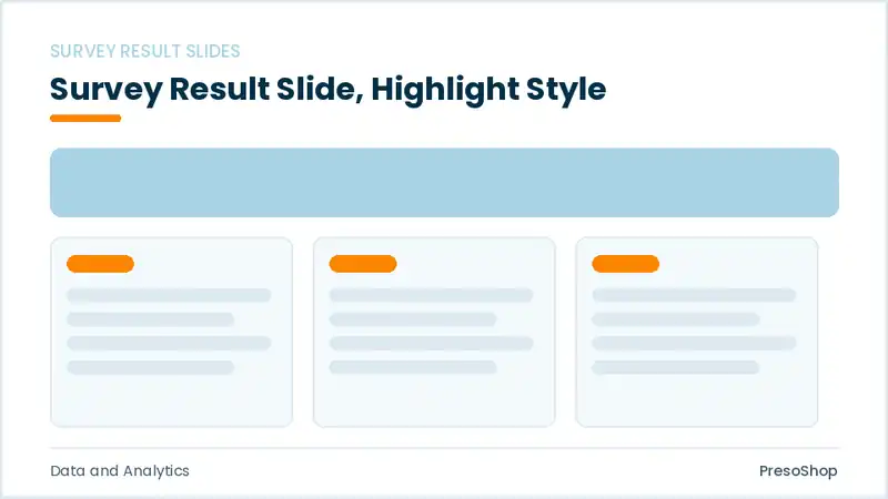 Editable PowerPoint survey result slide template with an accented takeaway, built from recolourable native shapes for data and analytics decks