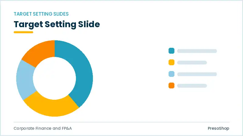 Editable PowerPoint target setting slide template, built from recolourable native shapes for corporate finance and fp&a decks