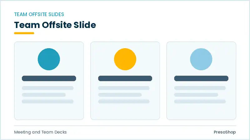 Editable PowerPoint team offsite slide template, built from recolourable native shapes for meeting and team decks decks