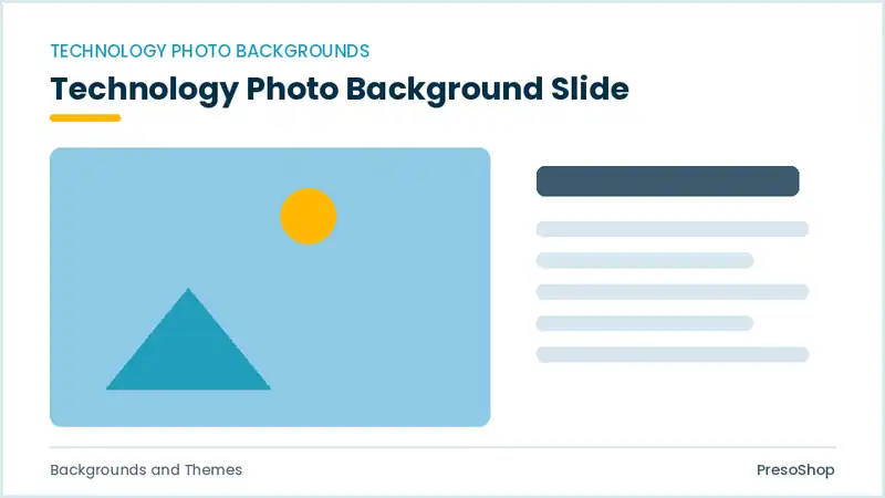 Editable PowerPoint technology photo background slide template, built from recolourable native shapes for backgrounds and themes decks