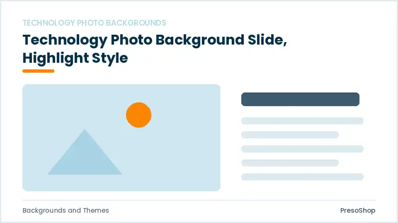Editable PowerPoint technology photo background slide template with an accented takeaway, built from recolourable native shapes for backgrounds and themes decks
