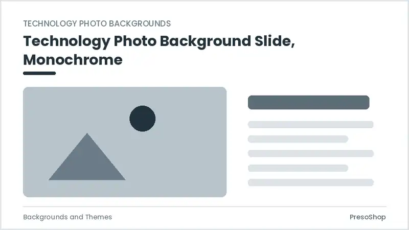 Editable PowerPoint technology photo background slide template in a monochrome treatment, built from recolourable native shapes for backgrounds and themes decks