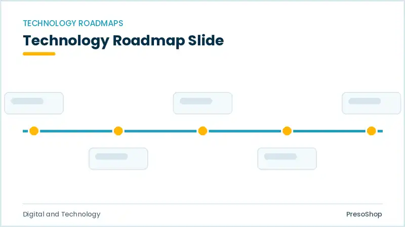 Editable PowerPoint technology roadmap slide template, built from recolourable native shapes for digital and technology decks