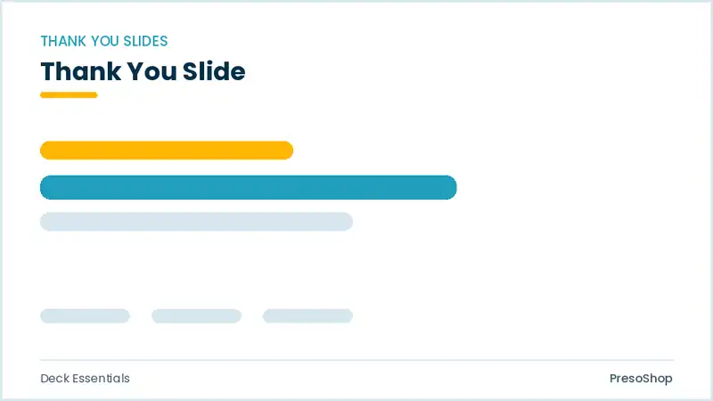 Editable PowerPoint thank you slide template, built from recolourable native shapes for deck essentials decks