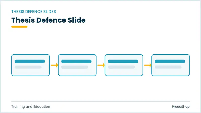 Editable PowerPoint thesis defence slide template, built from recolourable native shapes for training and education decks