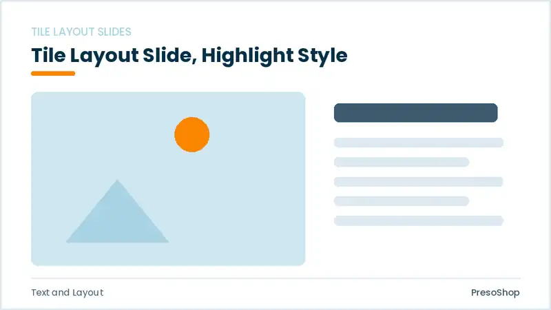 Editable PowerPoint tile layout slide template with an accented takeaway, built from recolourable native shapes for text and layout decks