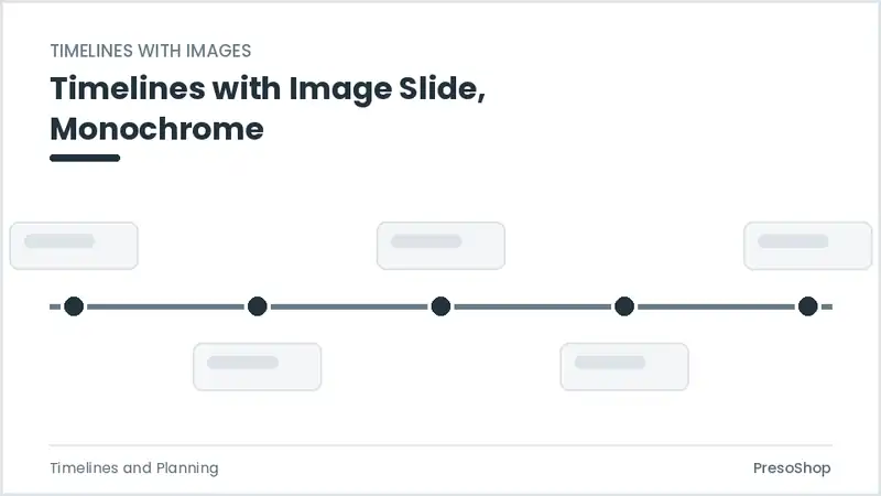 Editable PowerPoint timelines with image slide template in a monochrome treatment, built from recolourable native shapes for timelines and planning decks
