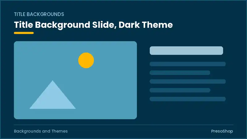 Editable PowerPoint title background slide template in a dark theme, built from recolourable native shapes for backgrounds and themes decks