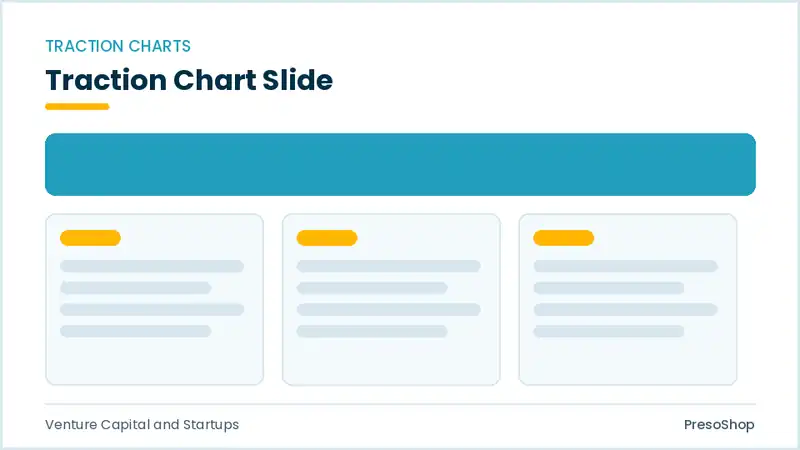 Editable PowerPoint traction chart slide template, built from recolourable native shapes for venture capital and startups decks