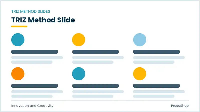 Editable PowerPoint triz method slide template, built from recolourable native shapes for innovation and creativity decks