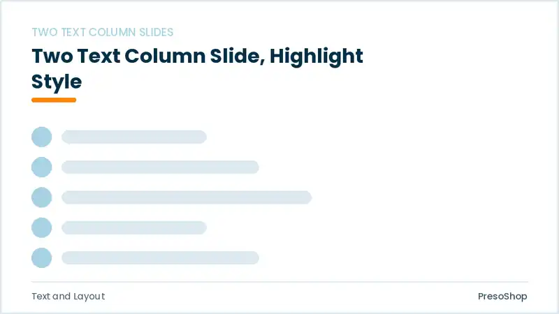 Editable PowerPoint two text column slide template with an accented takeaway, built from recolourable native shapes for text and layout decks