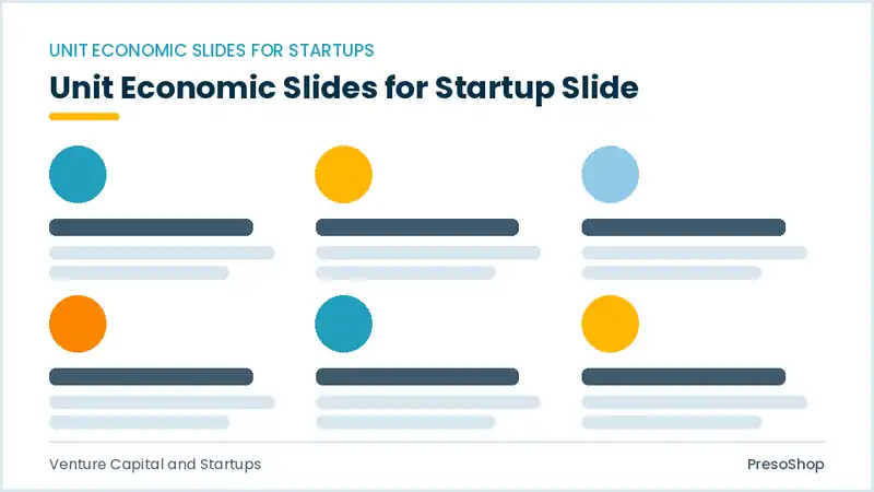 Editable PowerPoint unit economic slides for startup slide template, built from recolourable native shapes for venture capital and startups decks
