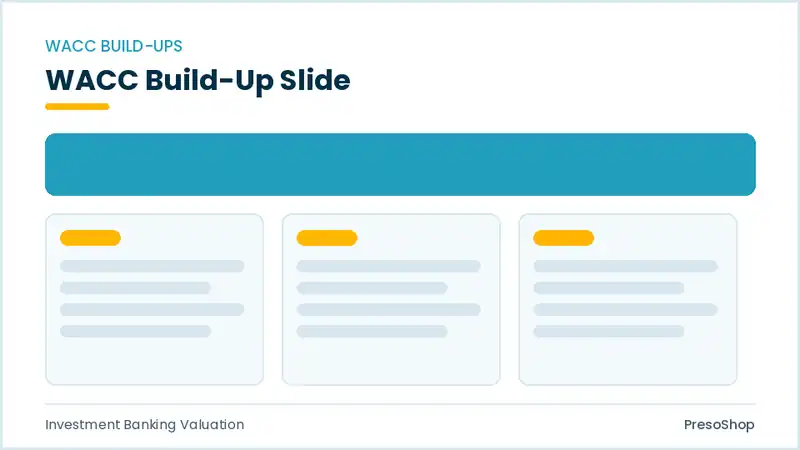 Editable PowerPoint wacc build-up slide template, built from recolourable native shapes for investment banking valuation decks