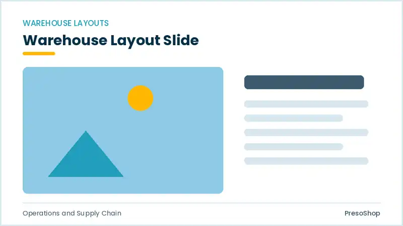 Editable PowerPoint warehouse layout slide template, built from recolourable native shapes for operations and supply chain decks