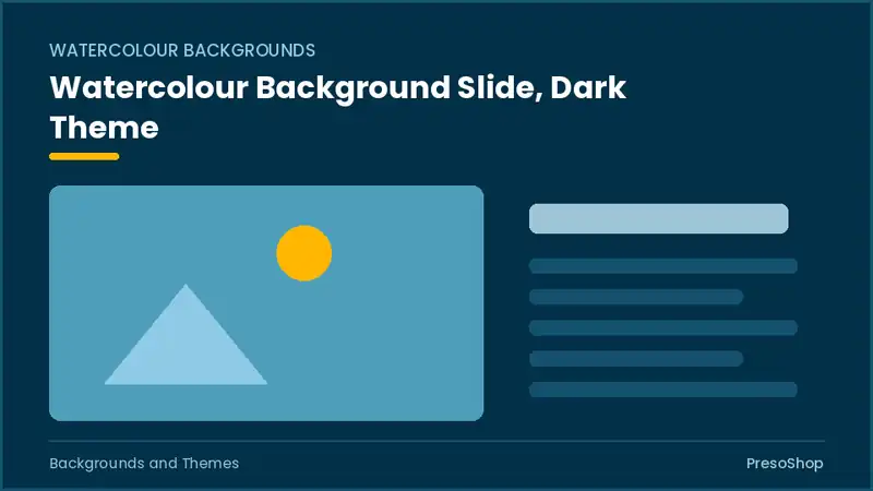 Editable PowerPoint watercolour background slide template in a dark theme, built from recolourable native shapes for backgrounds and themes decks