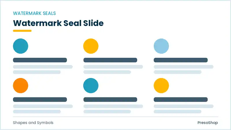 Editable PowerPoint watermark seal slide template, built from recolourable native shapes for shapes and symbols decks