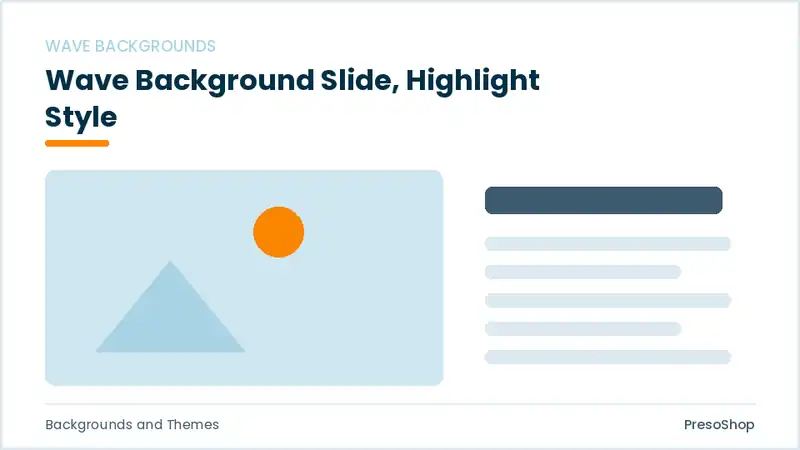 Editable PowerPoint wave background slide template with an accented takeaway, built from recolourable native shapes for backgrounds and themes decks