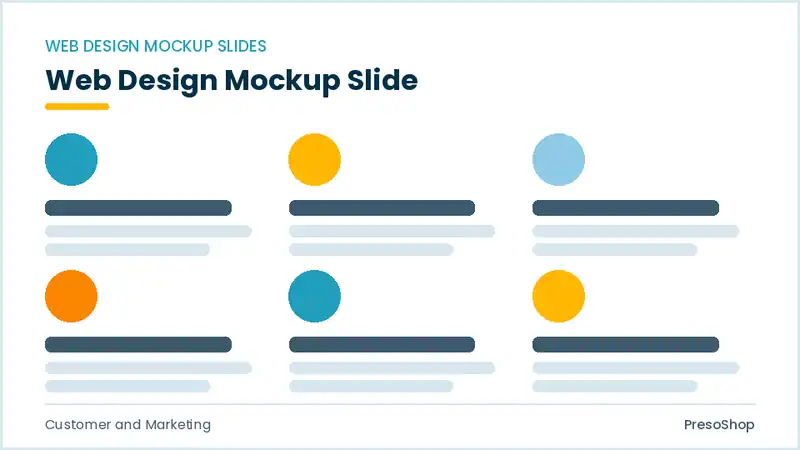 Editable PowerPoint web design mockup slide template, built from recolourable native shapes for customer and marketing decks